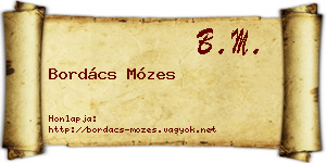 Bordács Mózes névjegykártya